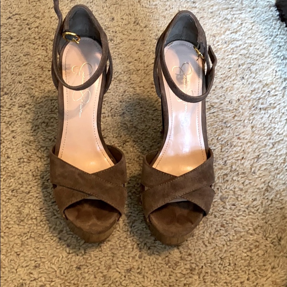 Jessica Simpson brown suede wedges